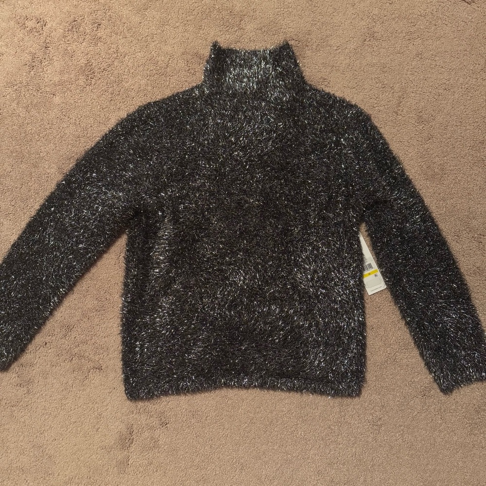 Calvin Klein Holiday fuzzy metallic turtleneck